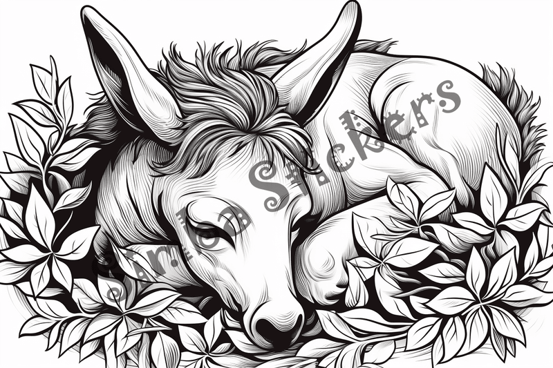 Colouring pages, bundle of donkeys with children, 25 images