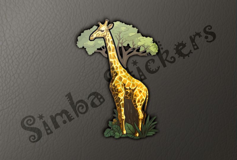Giraffe looking slim in front of tree in the Savanna