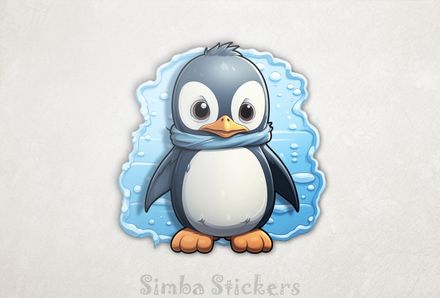Penguin wearing scarf in watery background, 5b4mpa