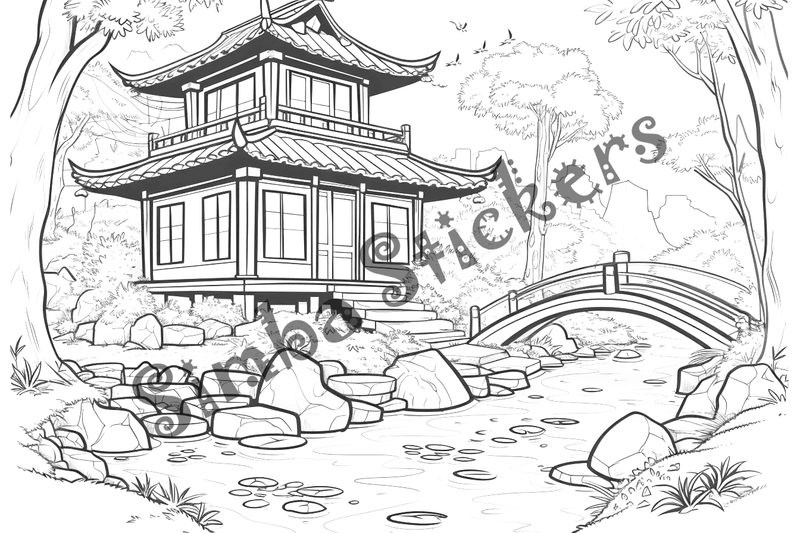 Colouring pages, bundle of houses, 25 images