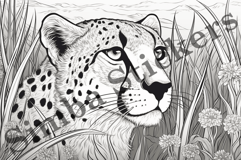 Colouring pages, Bundle of cheetahs, 25 images
