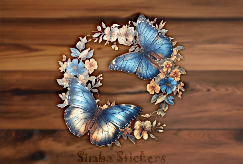 Butterflies flying around flowers, watercolour, ucakeo