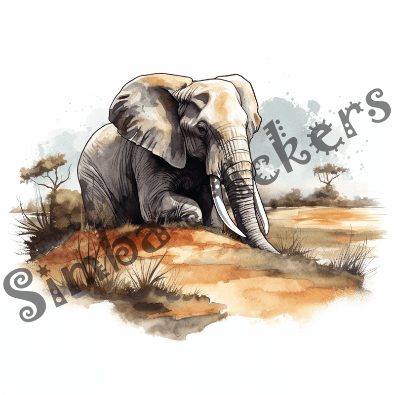 Elephants, watercolour, image set, 25 images, fqfyyp