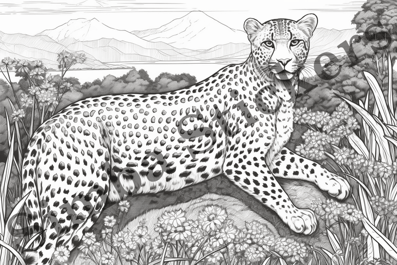 Colouring pages, Bundle of cheetahs, 10 images