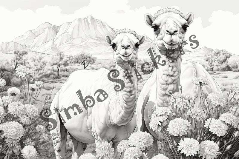 Colouring pages, bundle of camels, 25 images 2