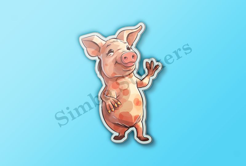 Standing pig waving
