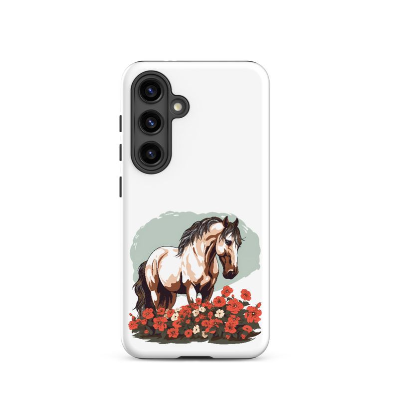 Tough Case for Samsung, Brown horse in field of red flowers, n4w2fj