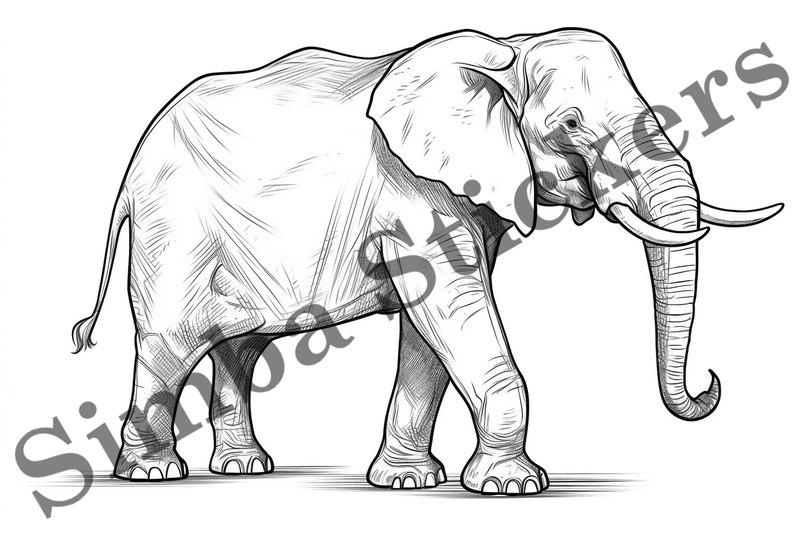 Colouring pages, Bundle of elephants, 25 images