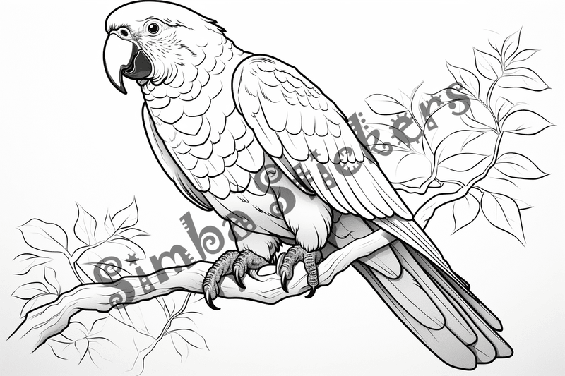 Colouring pages, bundle of parrots, 25 images