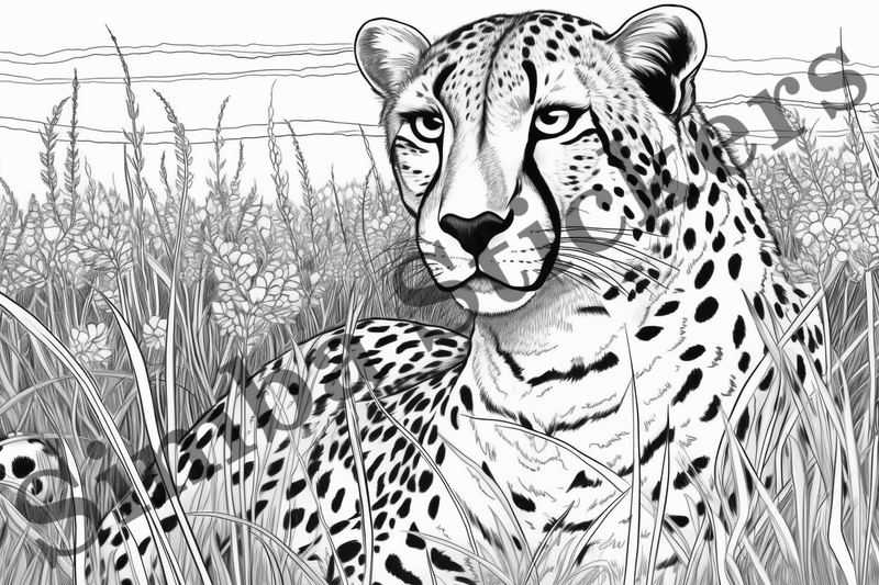 Colouring pages, Bundle of cheetahs, 25 images