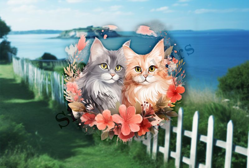 Cats in love, watercolour