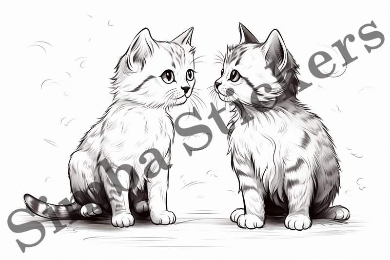 Colouring pages, Bundle of cats, 25 images