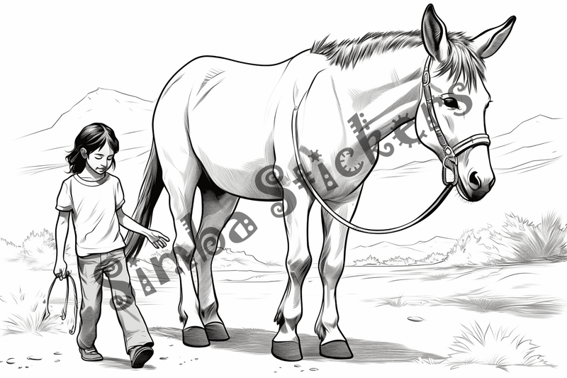 Colouring pages, bundle of mules, 25 images