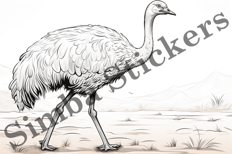 Colouring pages, Bundle of ostriches, 25 images