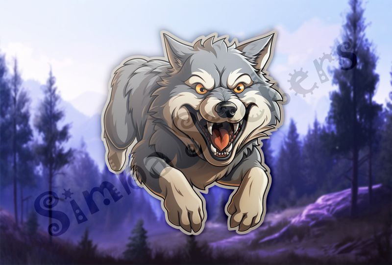 Wolf running, mouth wide open