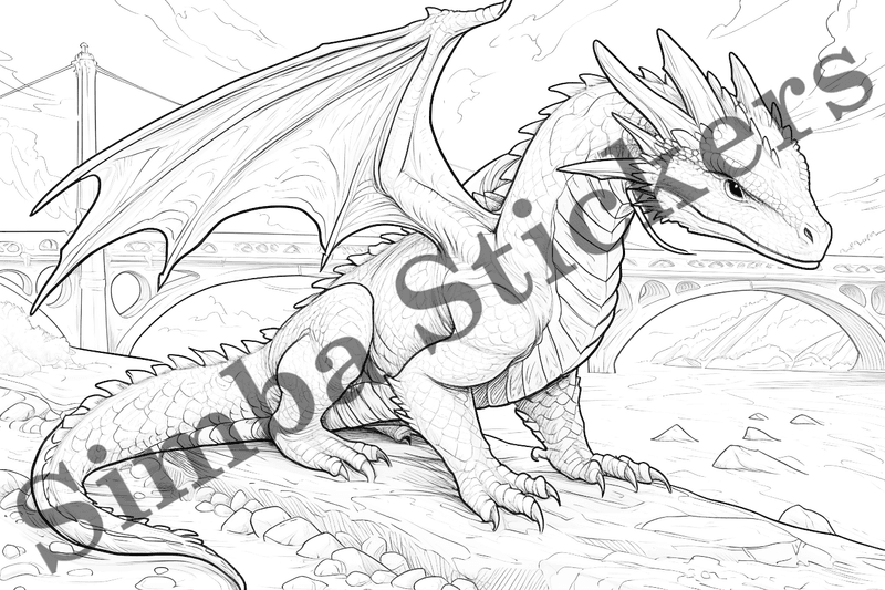 Colouring pages, bundle of dragons, 25 images
