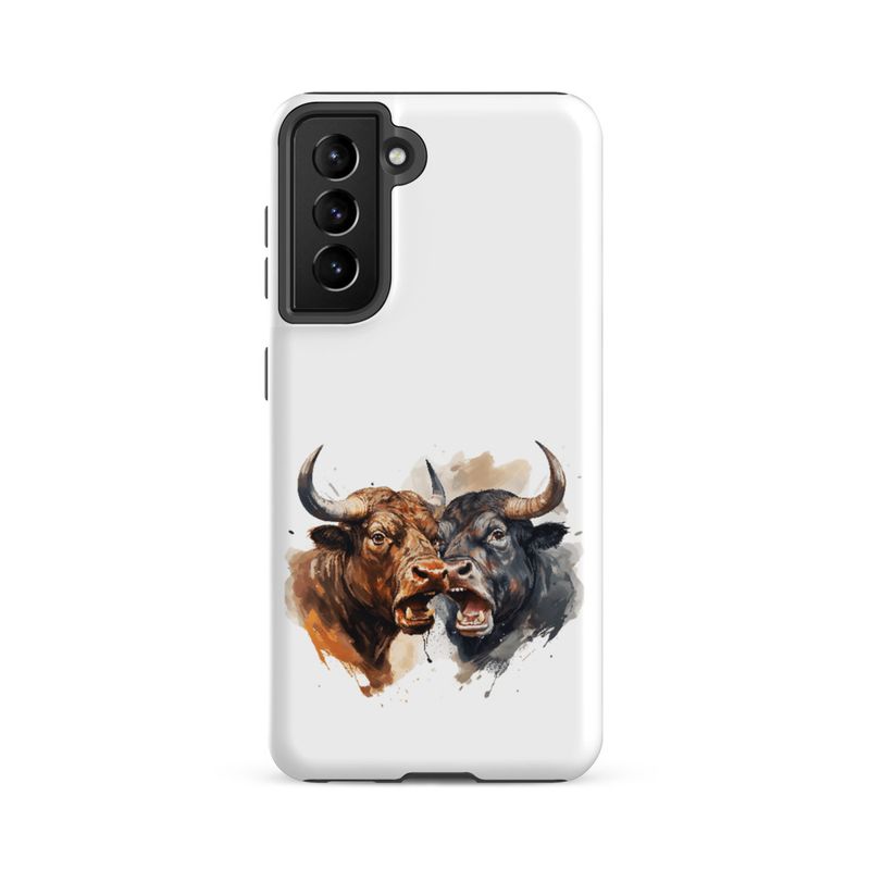 Tough Case for Samsung, Bulls facing up to each other, watercolour, dx5eff