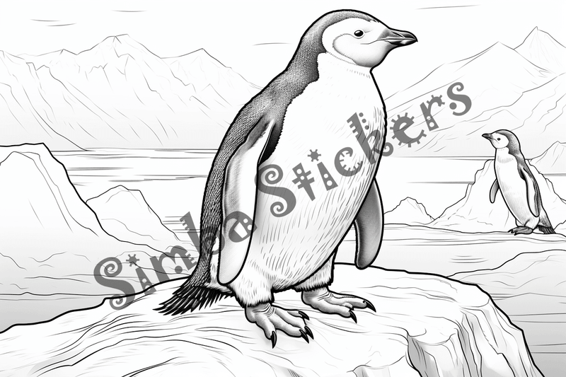 Colouring pages, bundle of penguins, 10 images