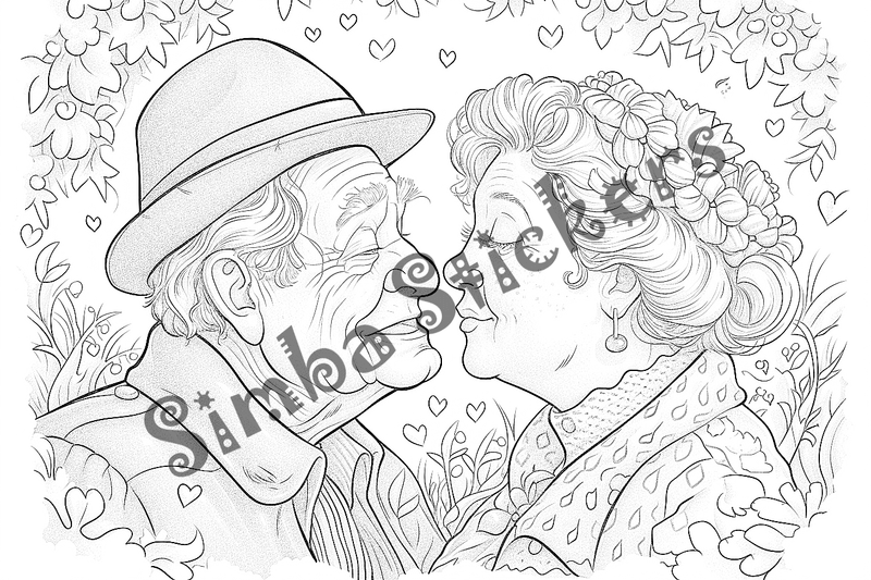 Colouring pages, bundle of people, grandparents and family, 25 images