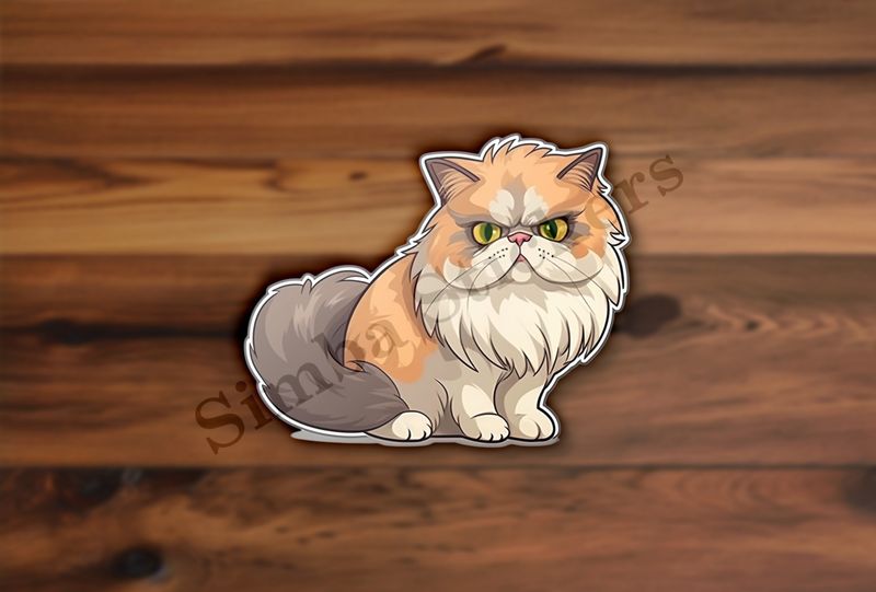Persian cat, grey, brown and white