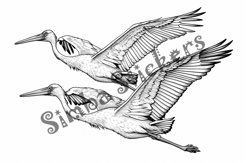 Colouring pages, bundle of marabou storks, 10 images