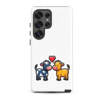 Tough Case for Samsung, Cattle, bull and cow in love, colourful , heart in picture, fvta2y