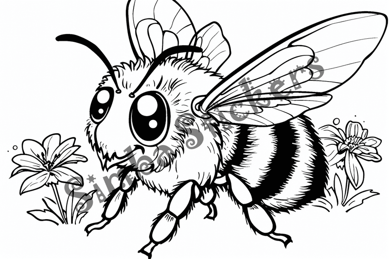 Colouring pages, bundle of single bees, 10 images