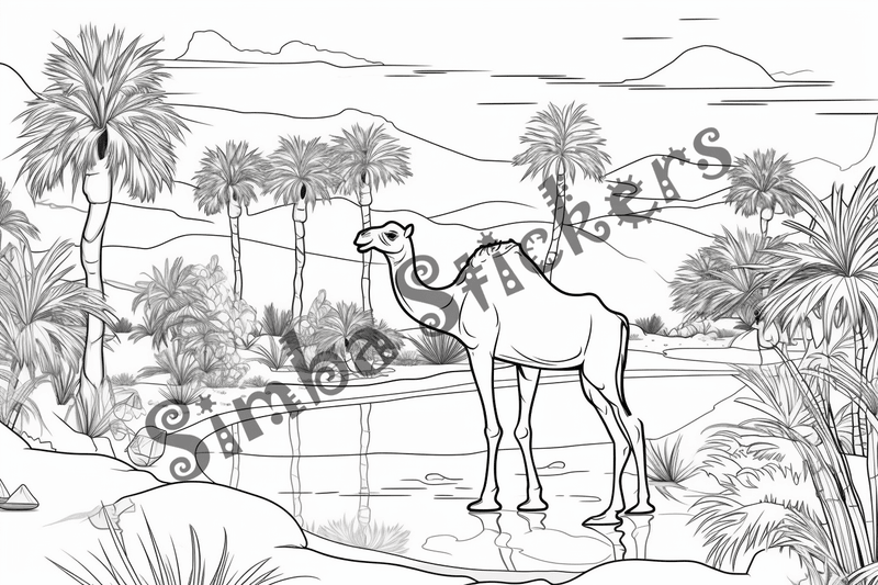 Colouring pages, bundle of camels, 25 images