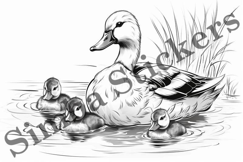 Colouring pages, Bundle of ducks in love, 25 images