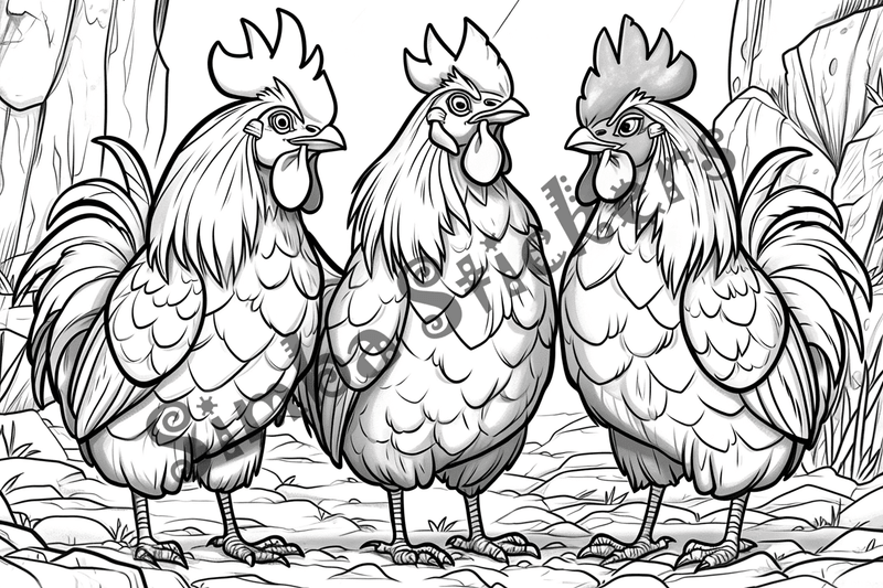 Colouring pages, bundle of chicken, 10 images