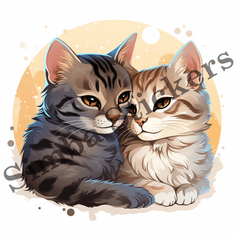 Egyptian Mau cats in love cuddling, watercolour, image set, 10 images