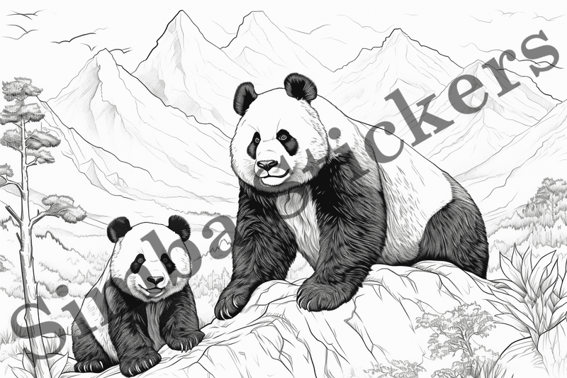 Colouring pages, bundle of pandas, 25 images, ldtg6c