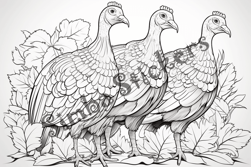 Colouring pages, bundle of turkeys in love, 25 images
