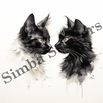 Cats in love, nose-to-nose, image set, 10 images