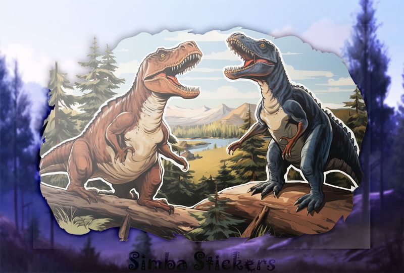 Dinosaurs roaring in tandem