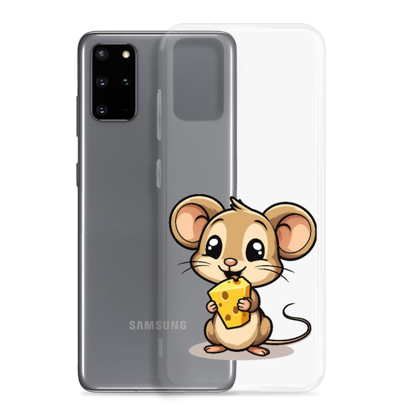 Clear Case for Samsung, Small Mouse happily licking large chunk of cheese, pqapy6