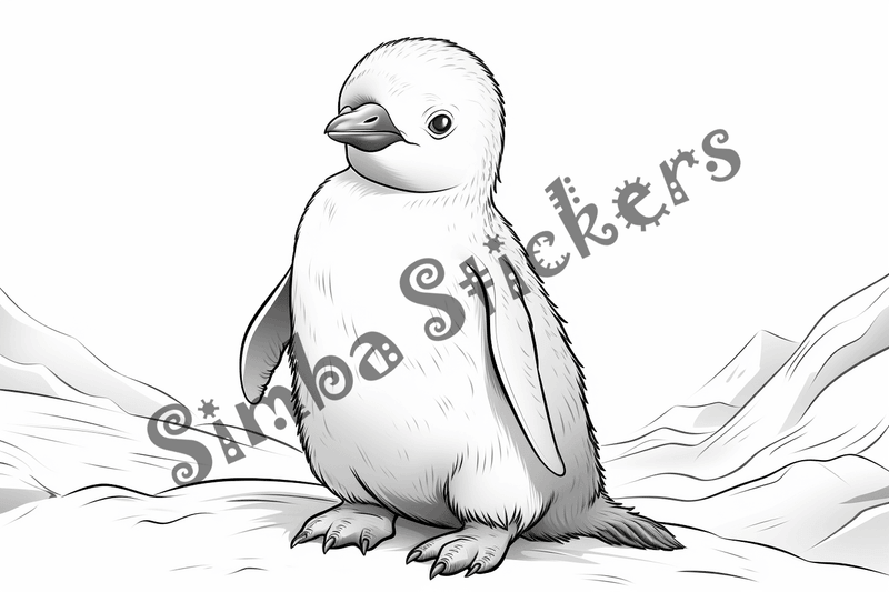 Colouring pages, bundle of penguins, 10 images