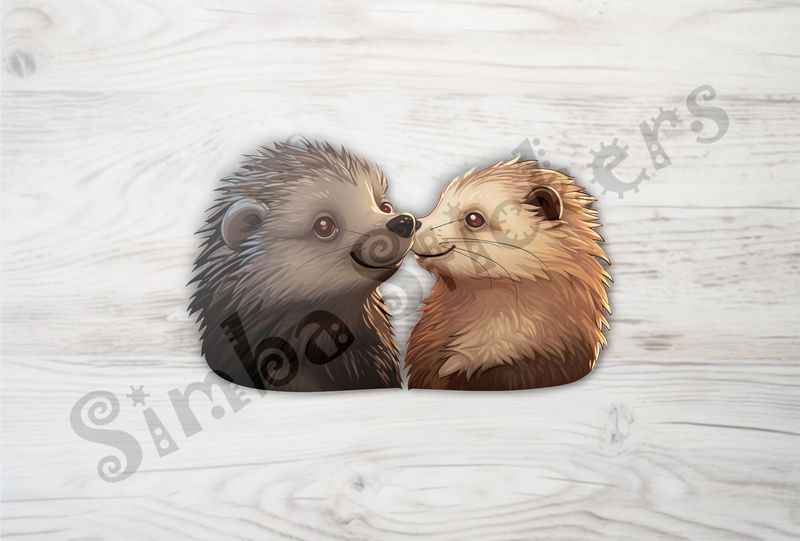 Porcupines cheerfully nose-to-nose