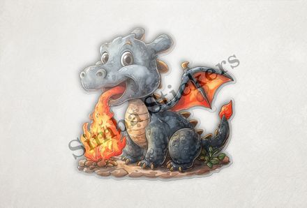 Cute baby dragon breathing fire
