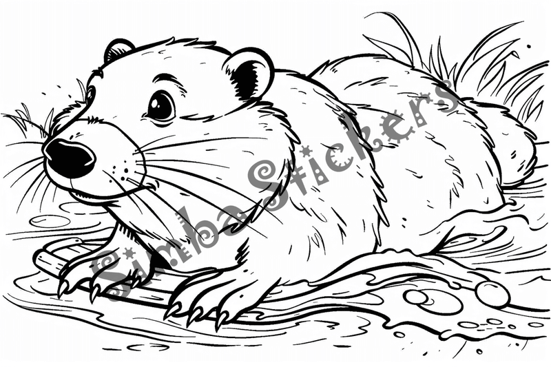Colouring pages, bundle of beavers, 50 images