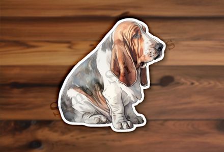 Basset Hound dog, watercolour