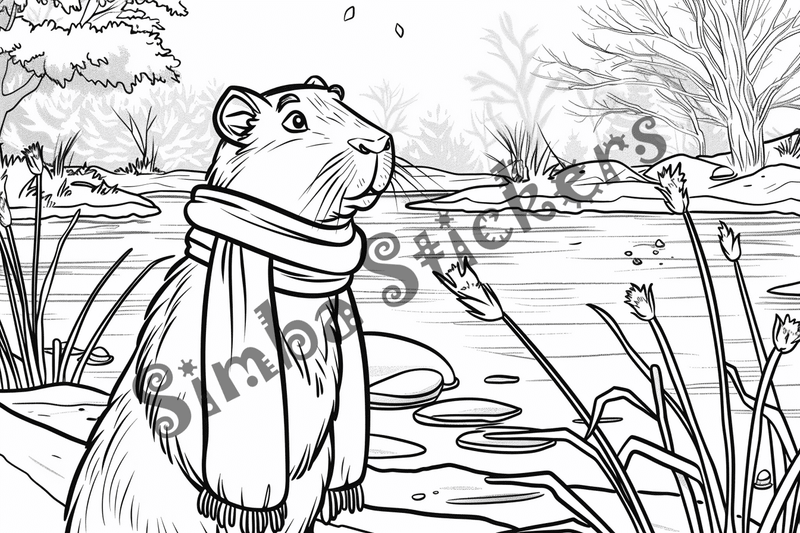 Colouring pages, bundle of capybaras, 50 images, pack 2