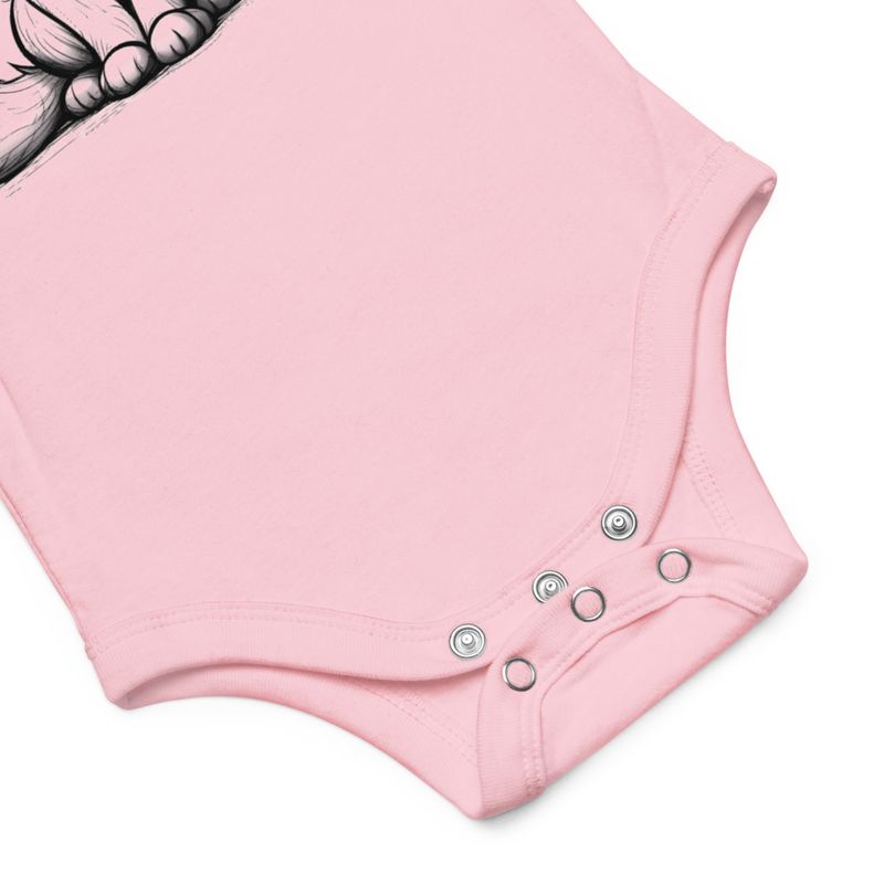 Baby Short Sleeve One Piece, 3-24 Months, Cat kitten sitting up, looking cute, mirrored