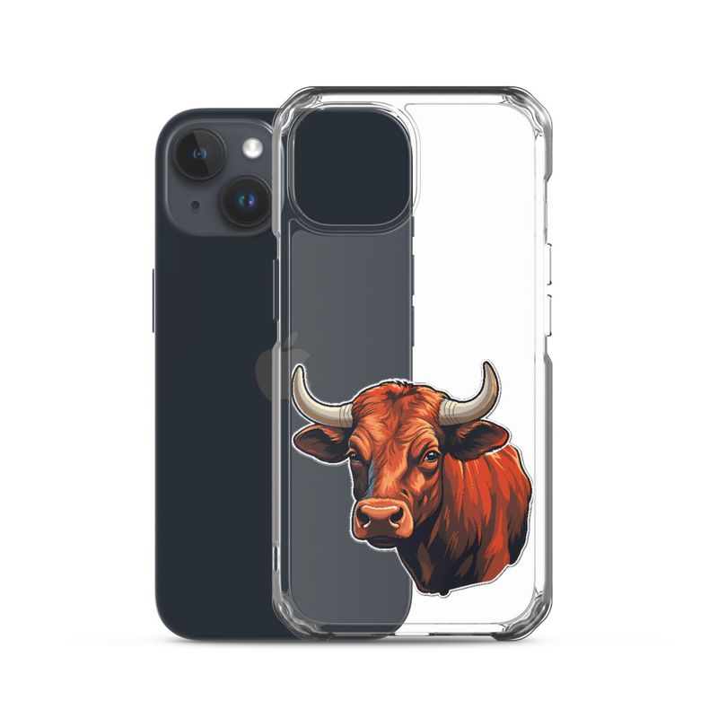 Clear Case for iPhone, Bull face, partial side view, bpor80