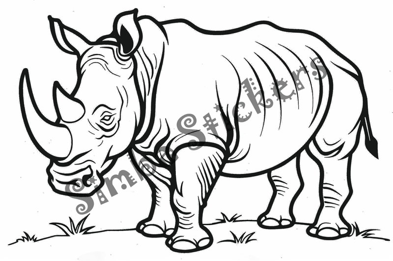 Colouring pages, bundle of singular rhinos, 10 images