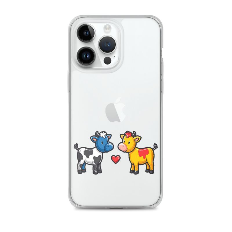 Clear Case for iPhone, Cattle, bull and cow in love, both colourful, zbyzzs