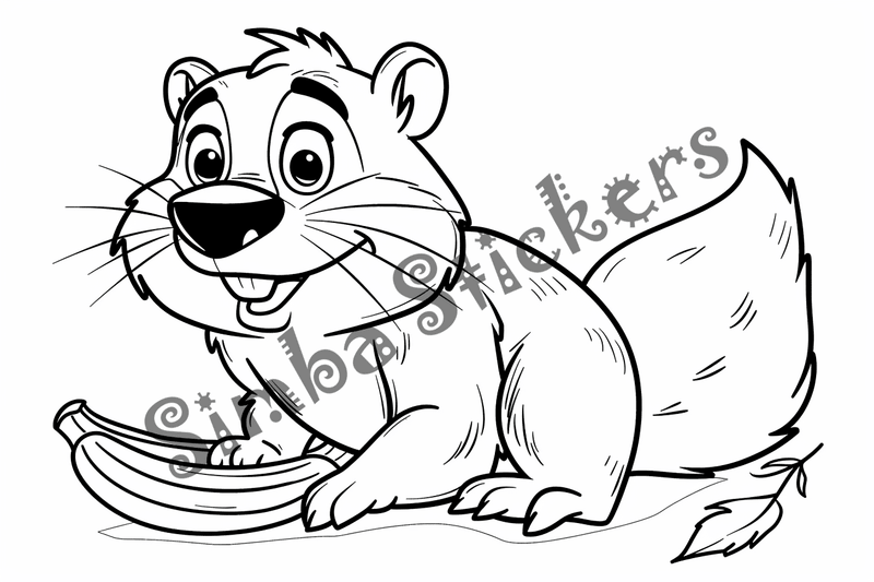 Colouring pages, bundle of beavers with food, 10 images