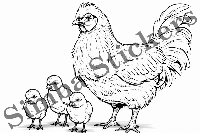 Colouring pages, Bundle of chicken, 10 images