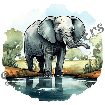 Elephants, watercolour, image set, 25 images, fqfyyp