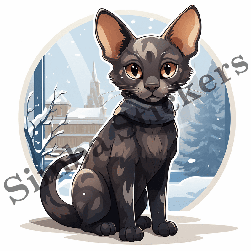Oriental Shorthair cats in rain or snow, image set, 10 images